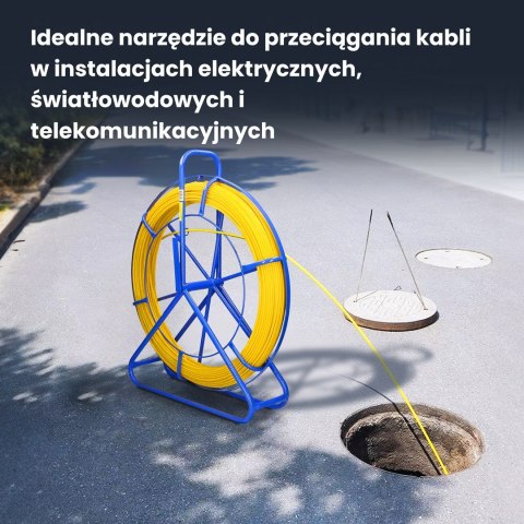 Extralink Pilot 8mm 75m | Pilot do przeciągania kabli | włókno szklane FRP, śr. 8mm, dł. 75m, żółty (EX.30899)