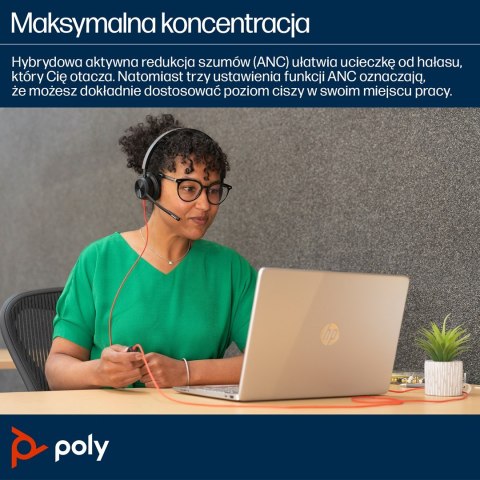 POLY Zestaw słuchawkowy Blackwire 8225 Stereo USB-C z certyfikatem Microsoft Teams + przejściówka USB-C/A