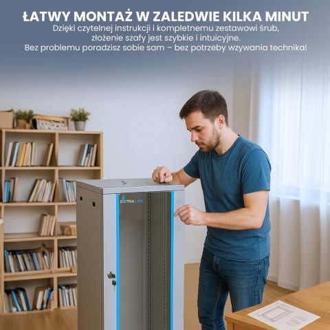 Extralink Extralink - szafka wisząca 19" 18U 600x450 Szara