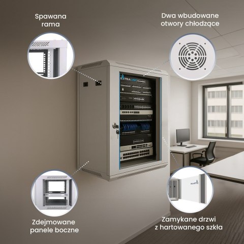 Extralink Extralink - szafka wisząca 19" 18U 600x450 Szara