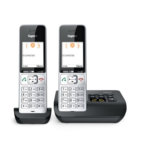 Gigaset COMFORT 500A duo Telefon analogowy/DECT Nazwa i identyfikacja dzwoniącego Czarny, Srebrny