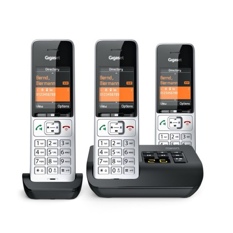 Telefon bezprzewodowy Gigaset 500A Comfort Trio - Automatyczna sekretarka - ECO DECT\GAP\CAT-iq - Srebrny + 2 dodatkowe słuchawk