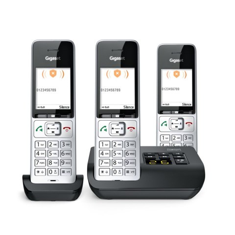 Telefon bezprzewodowy Gigaset 500A Comfort Trio - Automatyczna sekretarka - ECO DECT\GAP\CAT-iq - Srebrny + 2 dodatkowe słuchawk