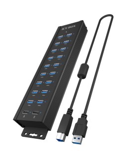 Rajd Sonic - HUB USB 20 w 1 z zasilaczem, przyciskiem włączania/wyłączania i wspornikami montażowymi