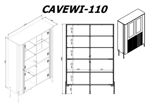 Witryna VERA 110x40x160 kaszmir mat
