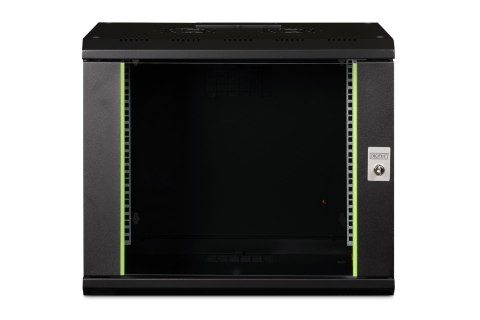 Digitus Szafa sieciowa wisząca Unique 19" 9U rack 600x450, drzwi szyba, czarny, niedzielona, złożona, 100kg