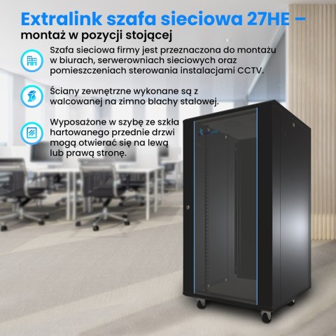 Extralink EXTRALINK SZAFA RACK STOJĄCA 27U 800X800 CZARNA