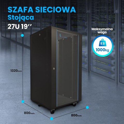 Extralink EXTRALINK SZAFA RACK STOJĄCA 27U 800X800 CZARNA