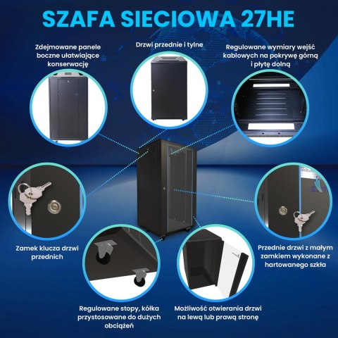 Extralink Extralink 27U 600x600 Czarna | Szafa rack | stojąca