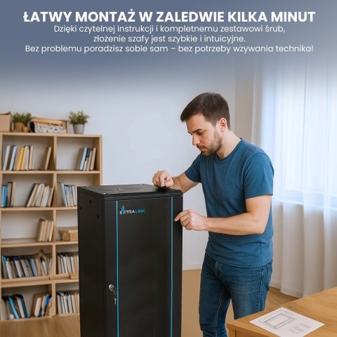Extralink Szafa rack 18U 600x450 Czarna montowana na ścianie