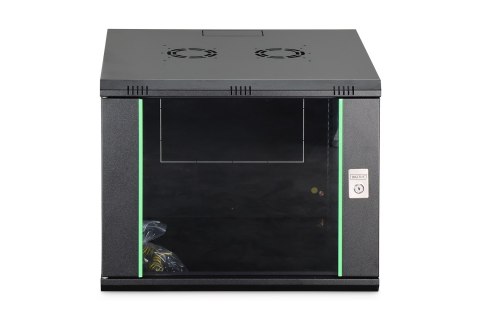 Szafa sieciowa wisząca DYNAmic 19" 9U rack 600x600, drzwi szyba, czarny, niedzielona, złożona, 60kg