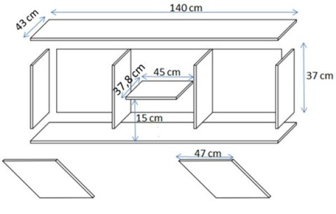 Szafka RTV SOHO 140x43x37 kaszmir+czarny