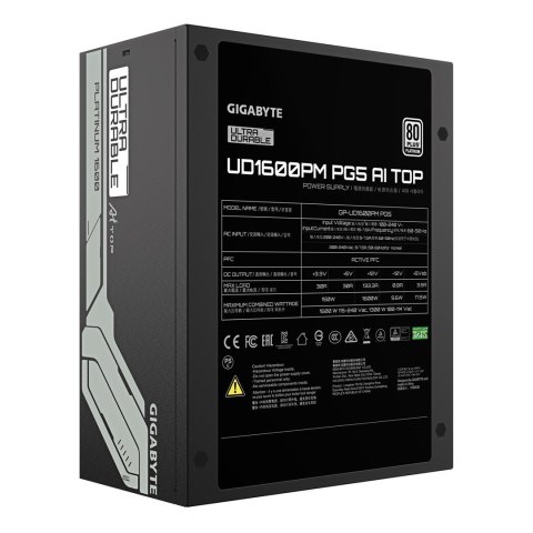 GIGABYTE UD1600PM PG5 AI TOP moduł zasilaczy 1600 W 20+4 pin ATX ATX Czarny