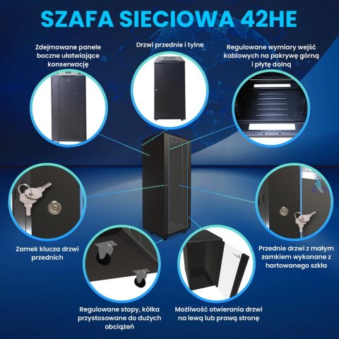 Extralink EXTRALINK SZAFA RACK STOJĄCA 42U 800X800 CZARNA