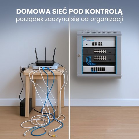 Extralink Szafa rack 9U 600x450 Szara montowana na ścianie