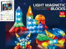 Klocki magnetyczne świecące 64el