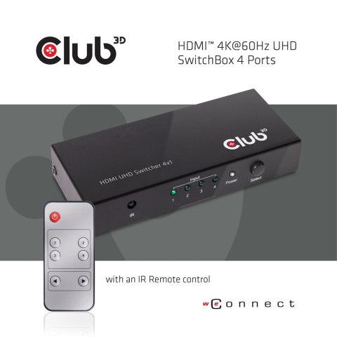 CLUB3D HDMI 2.0 UHD SwitchBox 4 Ports