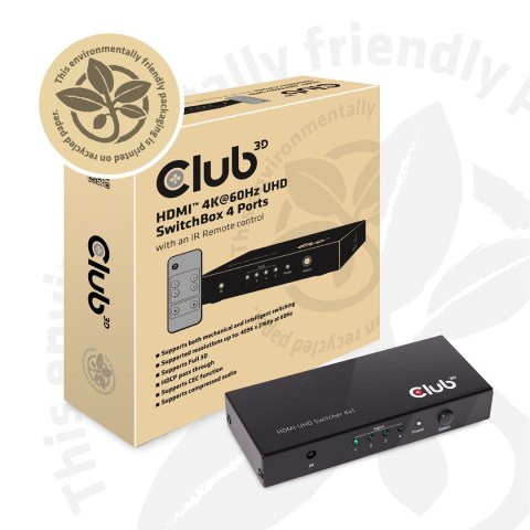 CLUB3D HDMI 2.0 UHD SwitchBox 4 Ports