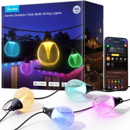 Oświetlenie LED Govee H7025 RGBICW Outdoor String Lights, Zewnętrzne, 14.63m, 2.4GHz Wi-Fi + Bluetooth
