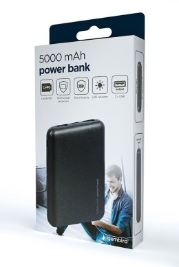 GEMBIRD POWERBANK 5000MAH 2X USB, CZARNY