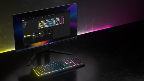 Klawiatura do gier Corsair Gaming K55 Core RGB, pełnowymiarowa (100%), gumowa kopułka - szara, ISO (DE)
