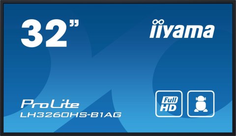 Iiyama LH3260HS-B1AG signage display Cyfrowa tablica A 80 cm (31.5") LED Wi-Fi 500 cd/m2 Full HD Czarny Procesor wbudowany Andro