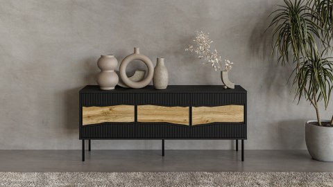 Szafka RTV INSERTO 3D 143,5x40x61,5 czarny + LED