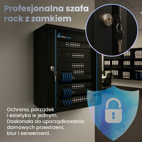 Extralink Szafa rack 12U 600x450 Czarna montowana na ścianie