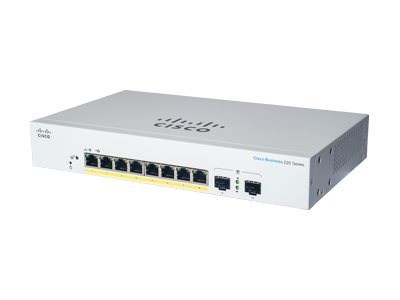 Cisco CBS220-8P-E-2G-EU łącza sieciowe Zarządzany L2 Gigabit Ethernet (10/100/1000) Obsługa PoE Biały