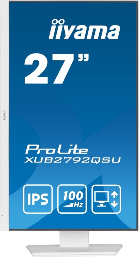Iiyama ProLite XUB2792QSU-W6 monitor komputerowy 68,6 cm (27") 2560 x 1440 px Wide Quad HD LED Biały