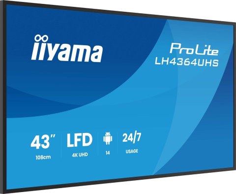 Płaski ekran iiyama LH4364UHS-B1AG 43 cale LCD UHD - 109,2 cm
