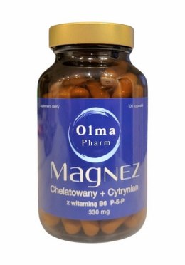 OLMA PHARM Magnez Chelatowany + Cytrynian z wit. B6 P-5-P 100 kaps.