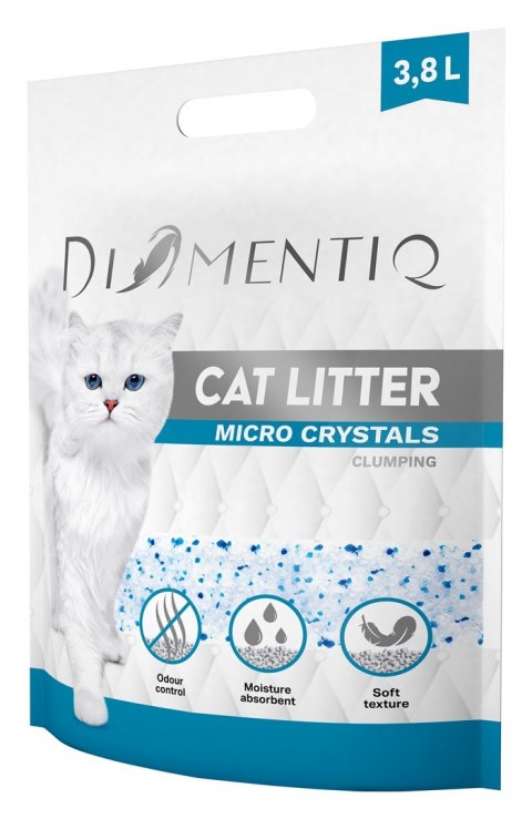 DIAMENTIQ Żwirek Micro Crystals Silikonowy, Zbrylający się dla kota - 3,8 l
