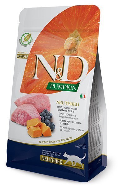 FARMINA N&D Pumpkin Cat Lamb&Blueberry Neutered - sucha karma dla kota - 300 g