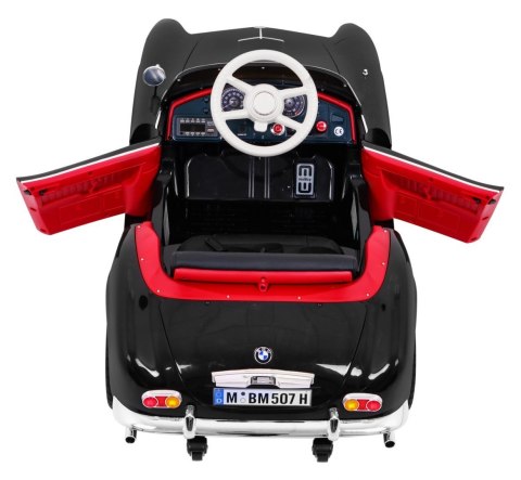 Autko BMW 507 Retro elektryczne dla dzieci Czarny + Audio LED + Pilot + Ekoskóra + EVA + Wolny Start
