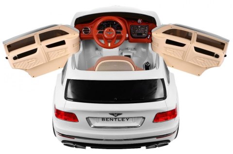 Auto na akumulator Bentley Bentayga dla dzieci Biały + Koła EVA + Radio MP3 + Pilot