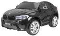 BMW X6M XXL dla 2 dzieci Czarny + Pilot + Ekoskóra + Pasy + Wolny Start + MP3 USB + LED