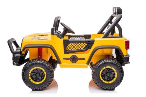 Autko terenowe Geoland Power dla 2 dzieci Żółty + Pilot + Silniki 2x200W + Bagażnik + Radio MP3 + LED
