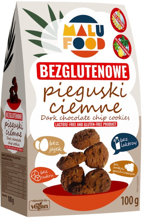 MALU FOOD Ciastka Pieguski ciemne bezglutenowe bez cukru 100g