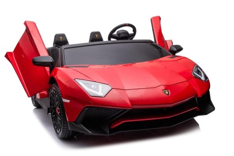 Lamborghini Aventador SV na akumulator dla 2 dzieci Czerwony + Silnik bezszczotkowy + Pompowane koła + Audio LED