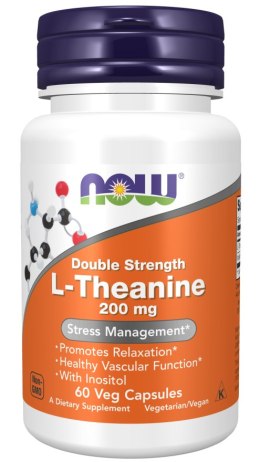 NOW FOODS L-Theanine + Inositol 200mg, 60kaps. - L-Teanina + Inozytol