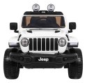 Jeep Wrangler Rubicon na akumulator dla dzieci Biały + Pilot + Radio MP3 LED + Koła EVA