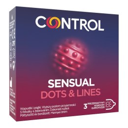 Sensual Dots & Lines prezerwatywy prążkowane z wypustkami 3szt.