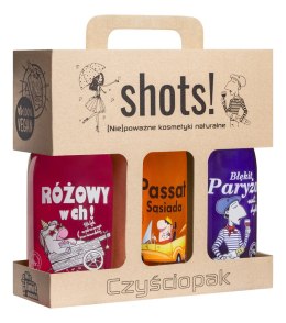 Shots! Czyściopak Unisex zestaw żel pod prysznic Różowy w ch! 500ml + Passat Sąsiada 500ml + Błękit Paryża 500ml