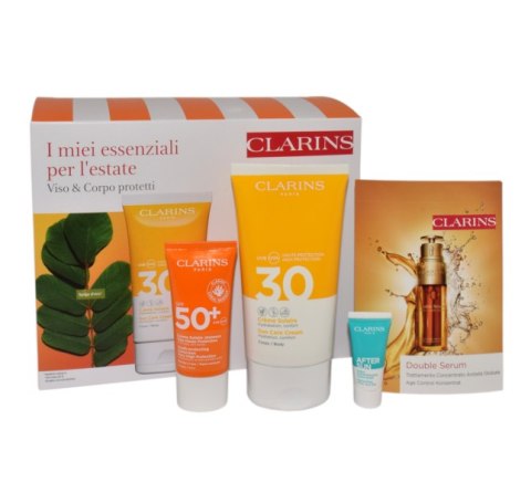 Clarins Zestaw Clarins Body National Expert + Sun Care Body Cream Spf30 150ml + Sun Care Face Cream Spf50+ 30ml + After Sun Balm Sample 