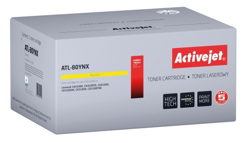 Activejet toner ATL-80YNX (zamiennik do Lexmark 80C2HYE, Supreme; 3000 stron; żółty)