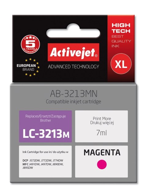 Activejet AB-3213MN Tusz (zamiennik Brother LC3213M; Supreme; 7 ml; purpurowy)