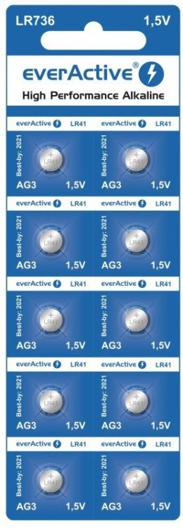 EVERACTIVE BATERIE ALKALICZNE MINI G3 LR736 LR41, BLISTER 10 SZT. EVAG3