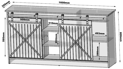 Komoda 160x80x35 GRANERO dąb wotan