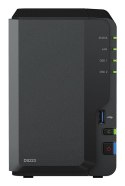 NAS Synology DS223; Tower; 2x (3.5" SATA HDD)/2.5" HDD SSD); Realtek RTD1619B;,2GB DDR4, 1x 1GbE RJ-45